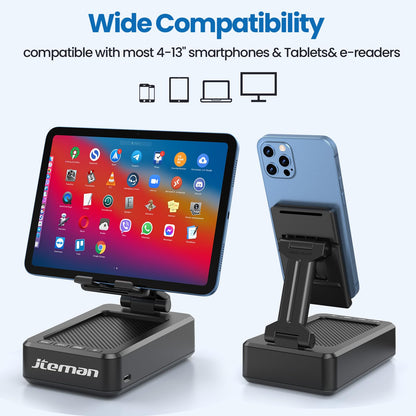 Cell Phone Stand with Bluetooth Speaker & Anti-Slip Base – Compatible with iPhone/ipad/Samsung Galaxy