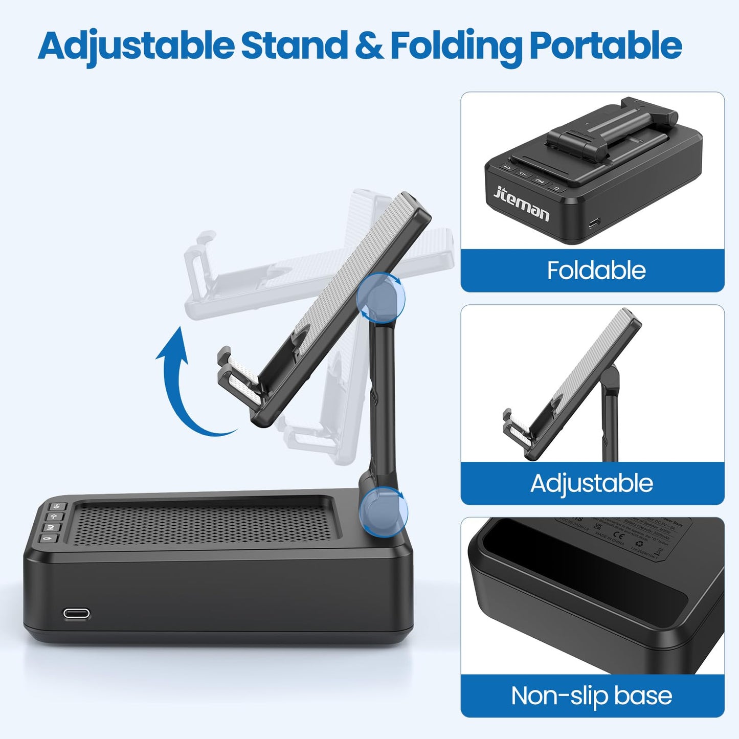 Cell Phone Stand with Bluetooth Speaker & Anti-Slip Base – Compatible with iPhone/ipad/Samsung Galaxy