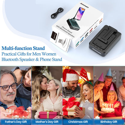 Cell Phone Stand with Bluetooth Speaker & Anti-Slip Base – Compatible with iPhone/ipad/Samsung Galaxy